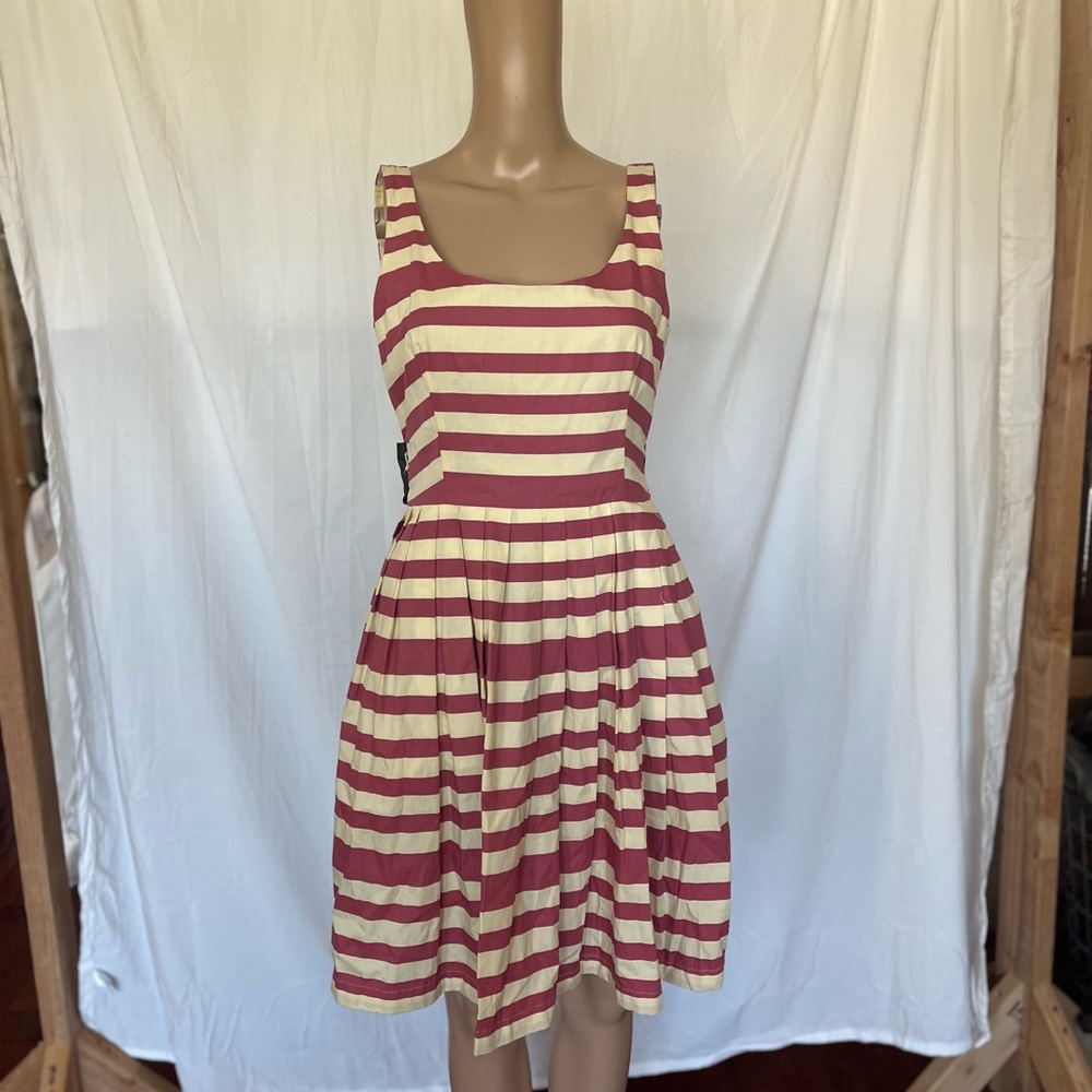 Corey Lynn Calter  Anthropologie Dress  Caranday Candy Stripe Pleated Flare 8.